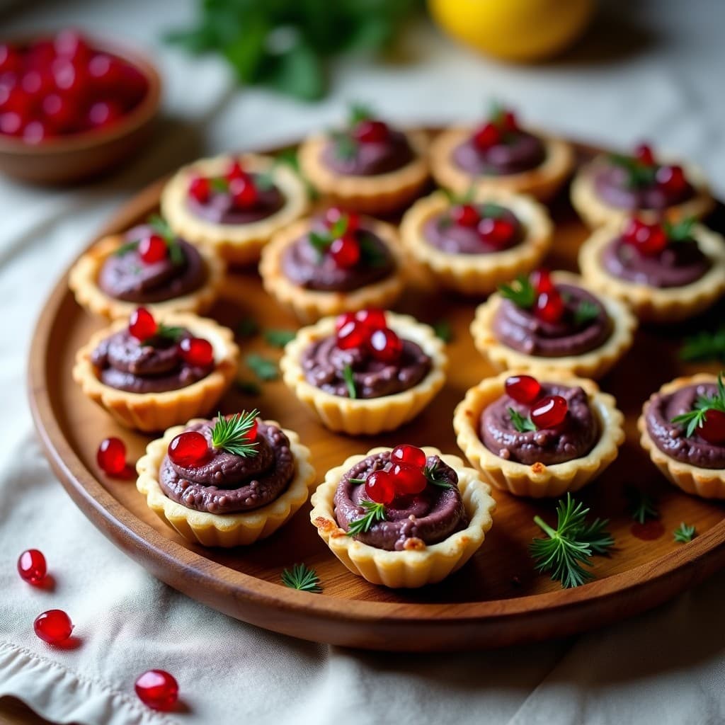 Tartaletas de Masa de Almendra con Paté de Berenjena y Granada: Aperitivo Árabe Sin Horno