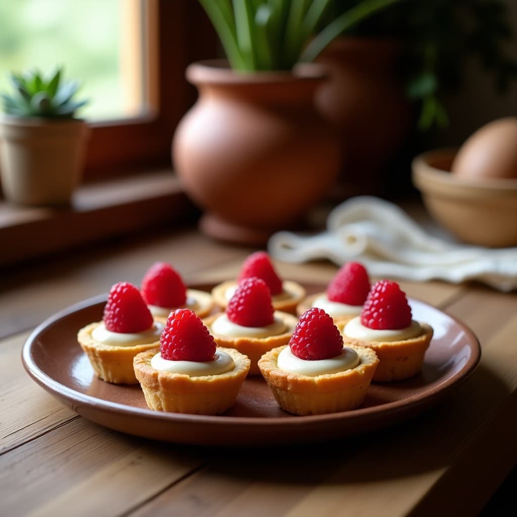 Tartaletas de Base de Almendra con Crema de Zacatecas y Frambuesas: Postre Mexicano Sin Horno