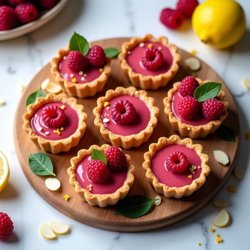 Tartaletas de Almendra y Limón con Crema de Frambuesa: Postre Sin Gluten y Sin Azúcar