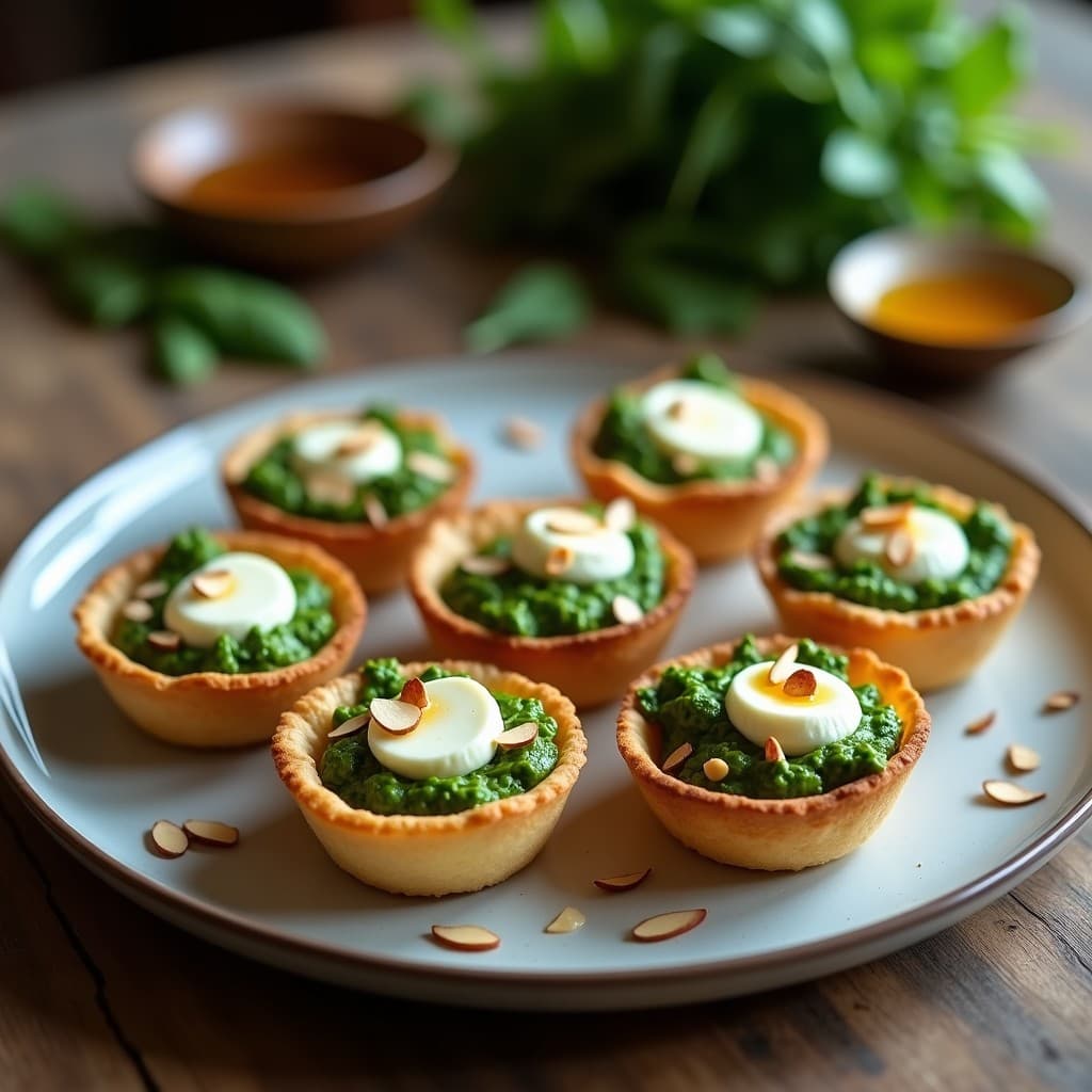 Tartaletas de Base de Almendra con Relleno de Pesto de Rúcula y Queso de Cabra: Receta Sin Gluten para Tupper
