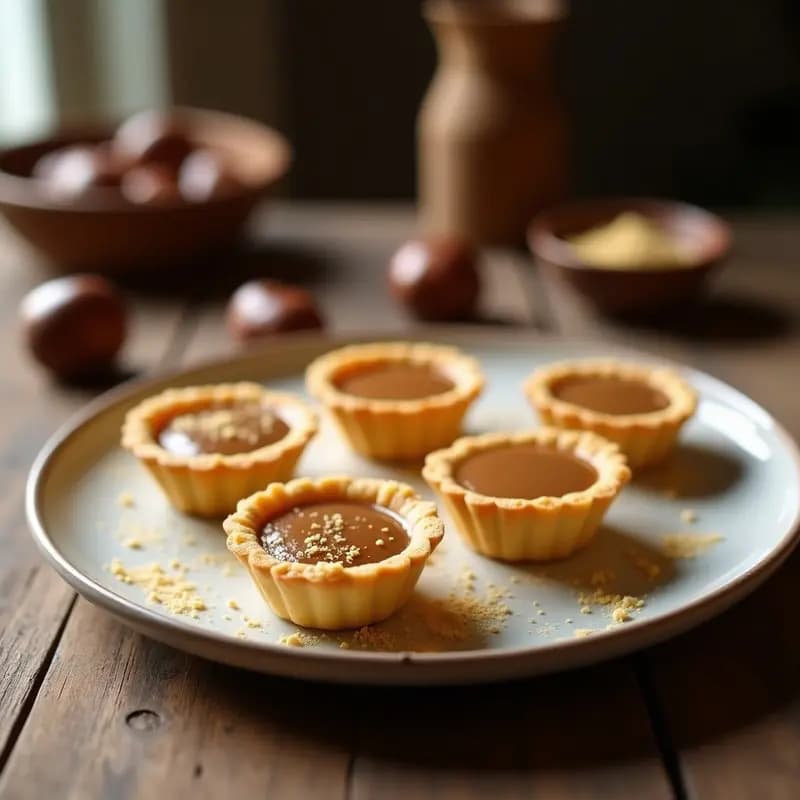 Tartaletas de Masa de Almendra con Relleno de Puré de Castañas y Nuez Moscada: Postre Sin Gluten