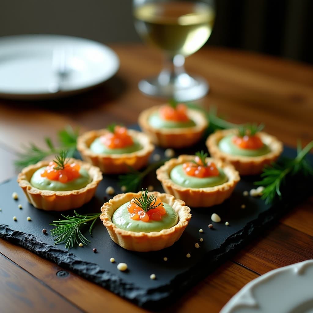 Tartaletas de Base de Almendras con Crema de Espárragos y Huevas de Trucha: Entrante Gourmet