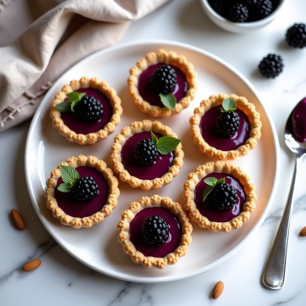 Tartaletas de Base de Almendras con Crema de Zarzamora: Postre Francés Sin Harina