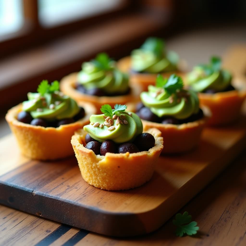 Tartaletas de Alubias Negras y Chipotle con Crema de Aguacate: Aperitivo Mexicano Vegano en Airfryer
