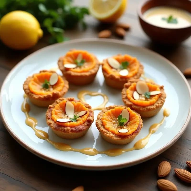 Tartaletas de Amaranto y Calabaza con Salsa de Tahini: Receta Azteca Sin Gluten para Desayuno
