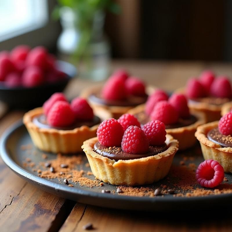 Tartaletas de Amaranto y Chocolate Negro: Postre Sin Azúcar con Frambuesas