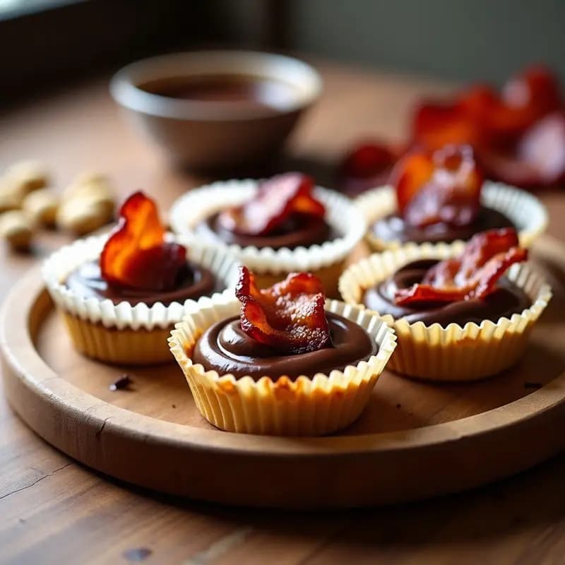 Tartaletas de Base de Anacardos con Relleno de Chocolate y Bacon: Postre Dulce-Salado Keto