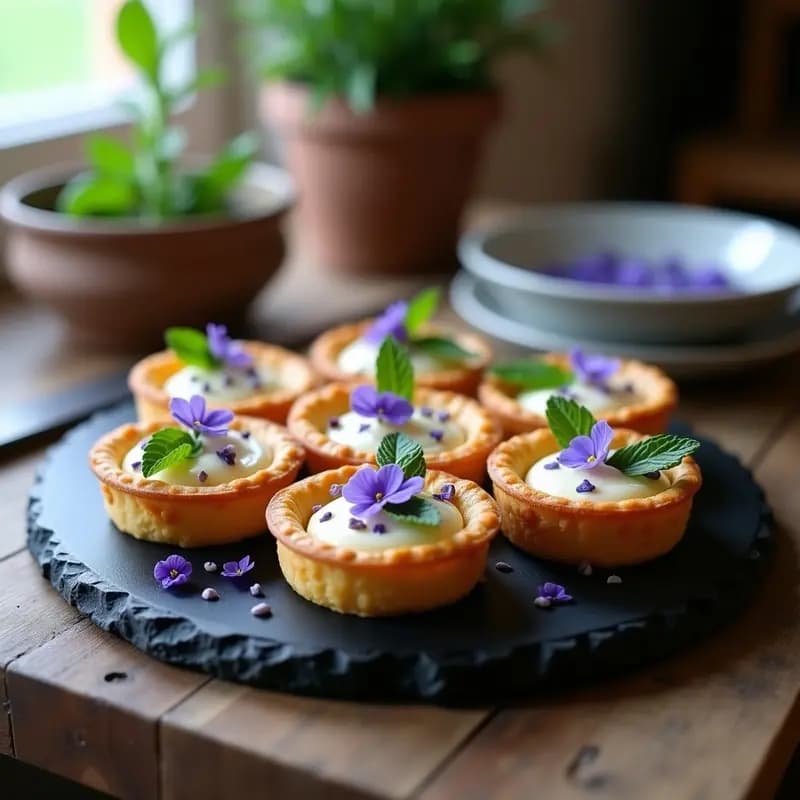 Tartaletas de Anfusiones y Queso de Cabra: Entrante Francés con Toque Floral