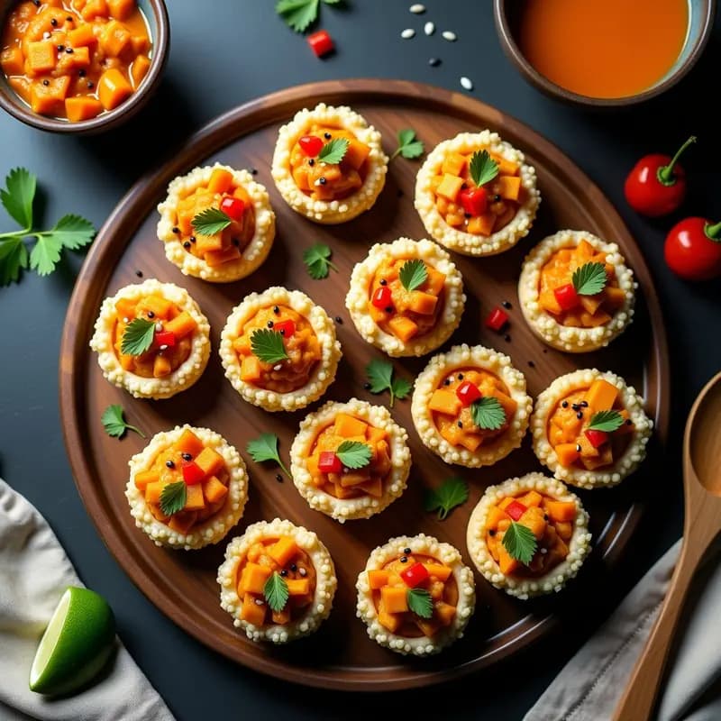 Tartaletas de Masa de Arroz Rellenas de Curry Tailandés: Aperitivo Asian Fusion Sin Gluten