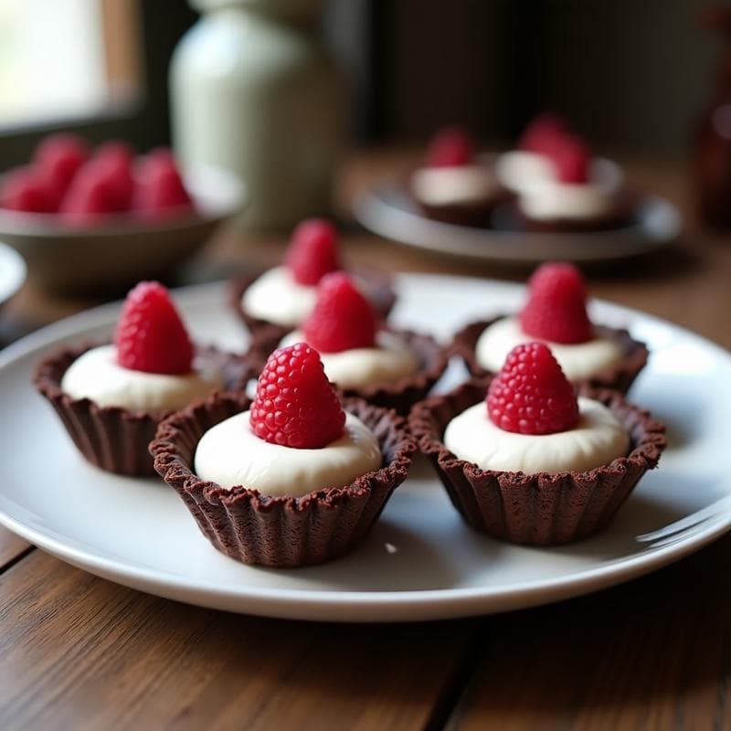Tartaletas de Arroz Inflado y Chocolate 85% con Frambuesas: Postre Keto Sin Harina en 15 Minutos