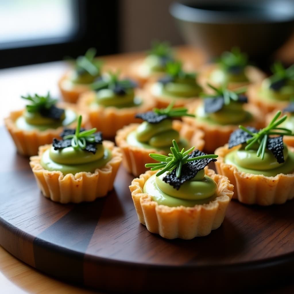 Tartaletas de Arroz Inflado con Crema de Wasabi y Aguacate: Aperitivo Japonés Sin Horno