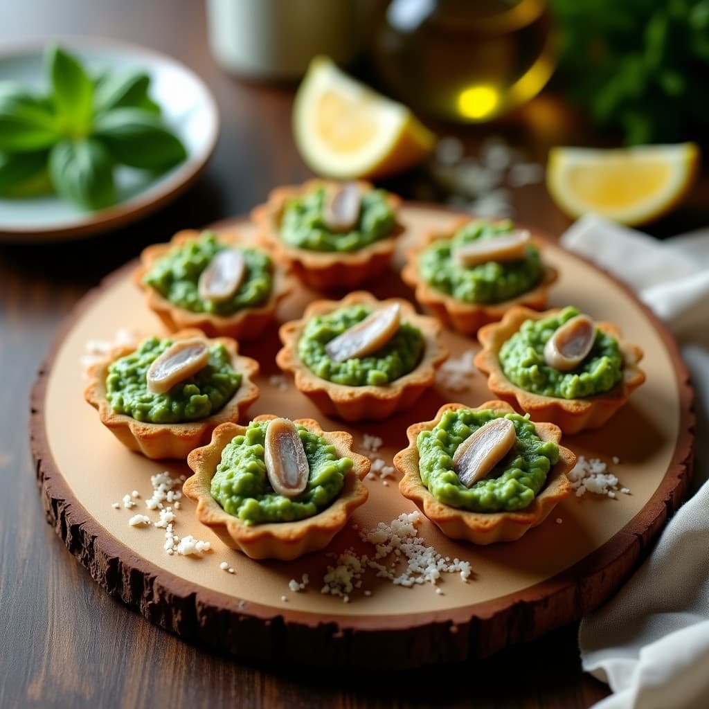 Tartaletas de Base de Avellana con Crema de Brócoli y Anchoas: Aperitivo Italiano Keto y Sin Gluten