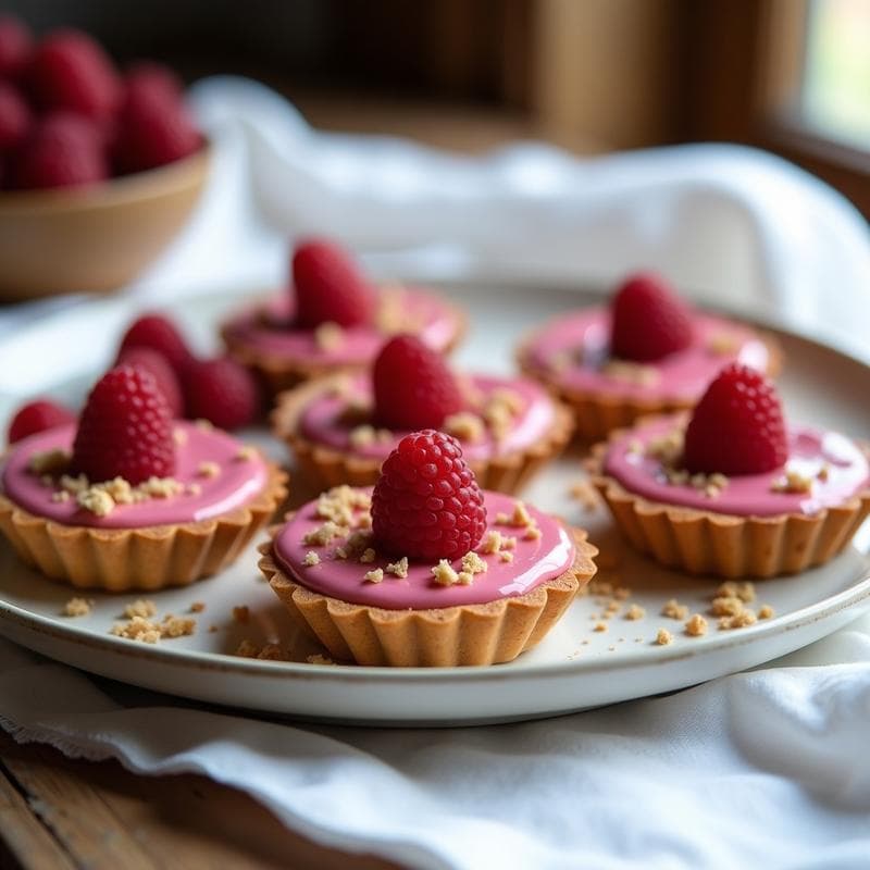 Tartaletas de Masa de Avellana con Crema de Frambuesa: Postre Francés Sin Gluten