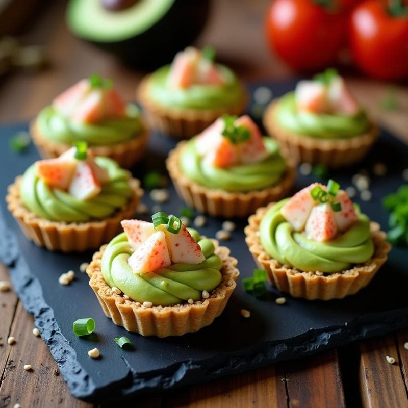 Tartaletas de Base de Avena con Crema de Aguacate y Cangrejo: Receta Keto y Alta en Omega-3