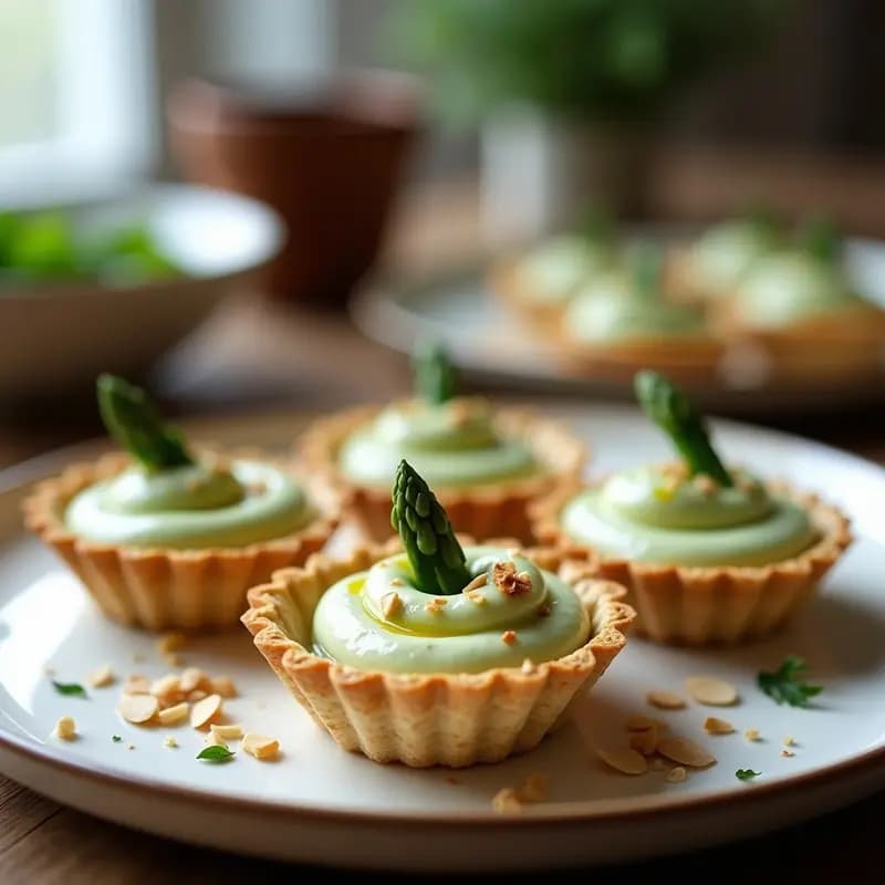 Tartaletas de Base de Avena con Crema de Espárragos Blancos: Aperitivo Francés Sin Lactosa