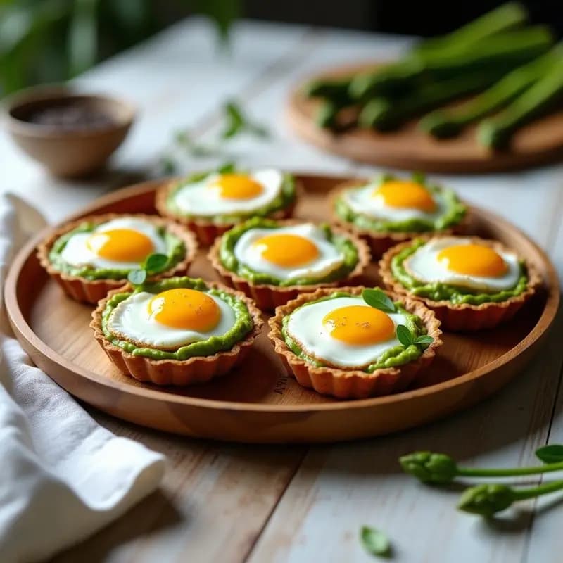 Tartaletas de Base de Avena con Crema de Espárragos y Huevos Poché: Receta Sin Gluten para Brunch