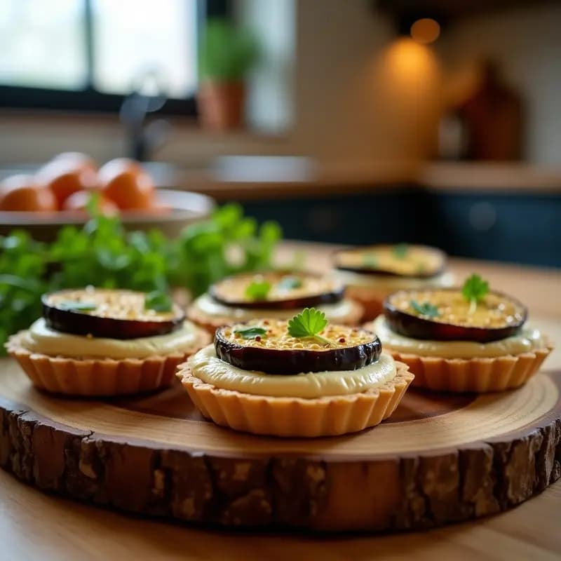 Tartaletas de Base de Avena con Crema de Hummus y Berenjenas Asadas: Entrante Vegano en Airfryer