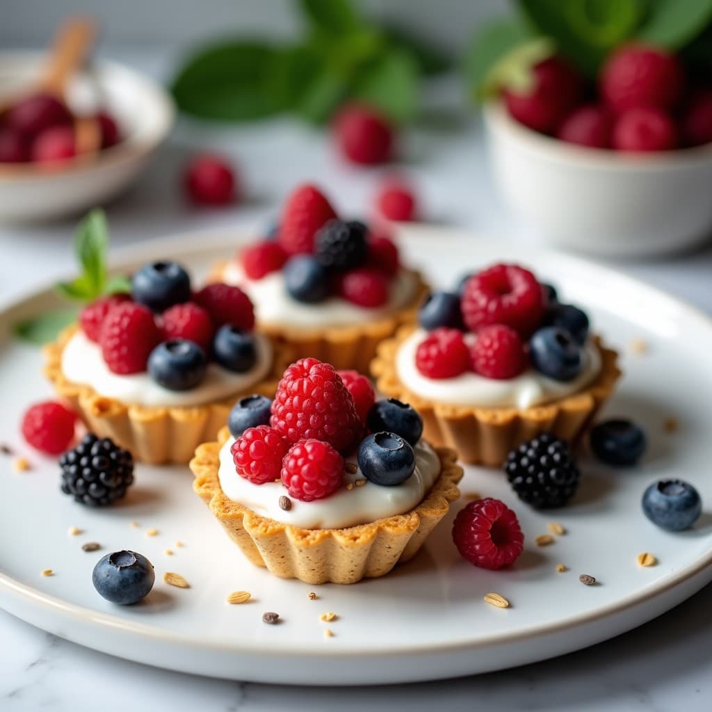 Tartaletas de Base de Avena y Relleno de Queso de Anacardos y Frutos Rojos: Postre Crudivegano