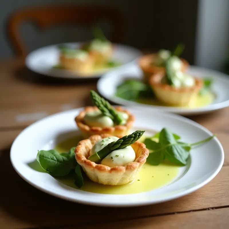 Tartaletas de Base de Almendra con Crema de Espárrago Triguero: Aperitivo Francés Keto