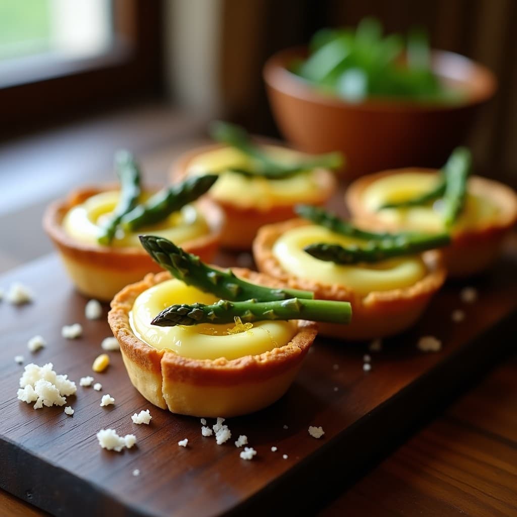 Tartaletas de Base de Almendra con Crema de Espárragos y Azafrán: Receta Española Gourmet