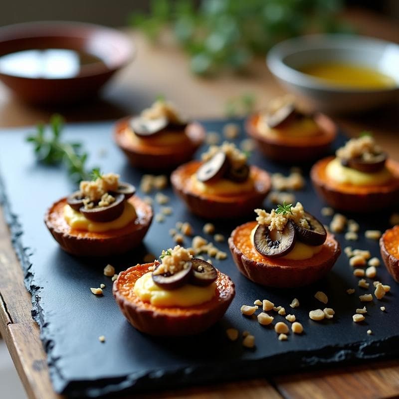 Tartaletas de Batata y Hongos Portobello con Trufa: Receta Vegana Gourmet en Airfryer