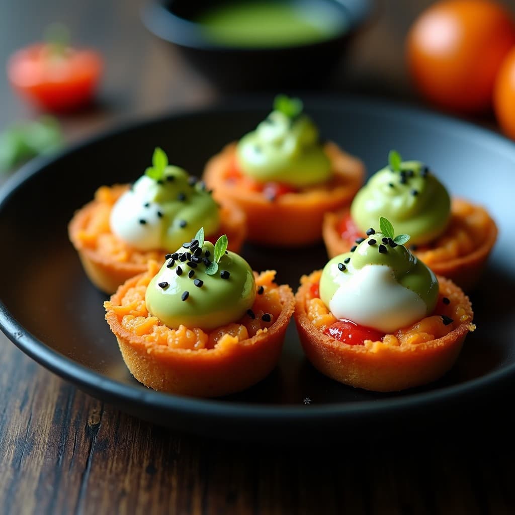 Tartaletas de Batata y Misos con Crema de Wasabi: Entrante Japonés Vegano en Airfryer