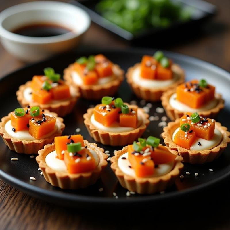 Tartaletas de Batata y Miso con Semillas de Sésamo: Entrante Japonés Vegano y Sin Gluten
