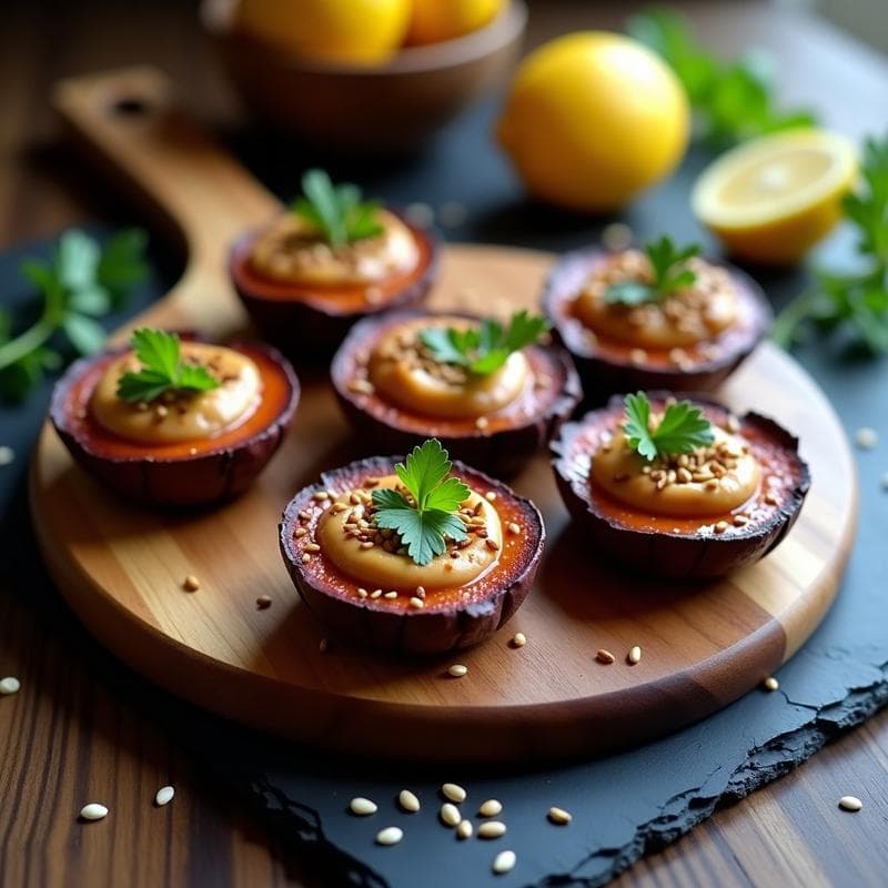 Tartaletas de Batata Morada y Crema de Cacahuete Satisfecho: Aperitivo Vegano en Airfryer