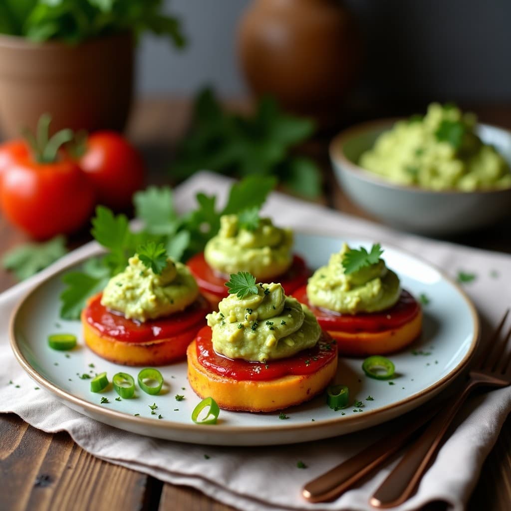 Tartaletas de Base de Batata Morada con Guacamole de Edamame: Aperitivo Vegano y Keto