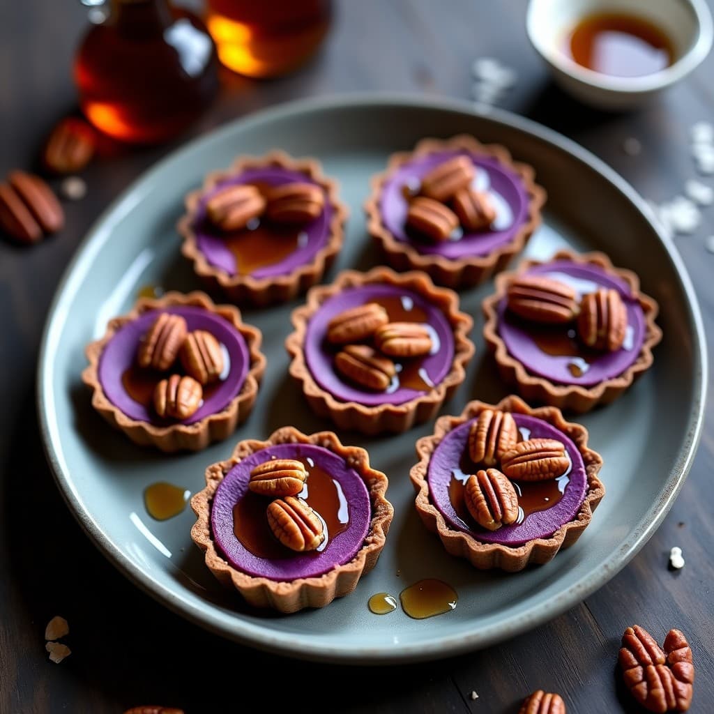 Tartaletas de Batata Morada y Pecanas con Sirope de Arce: Postre Vegano Sin Horno