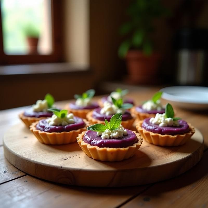 Tartaletas de Batata Morada y Queso de Almendras: Receta Vegana y Sin Horno en 15 Minutos