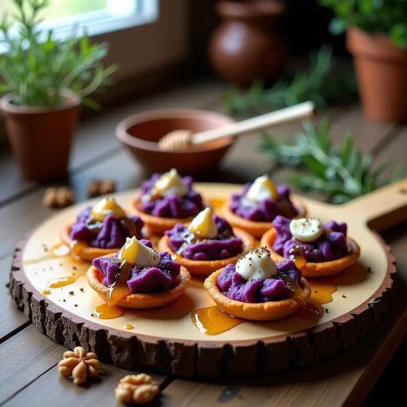 Tartaletas de Batata Morada y Queso de Cabra con Miel: Receta Española en Thermomix