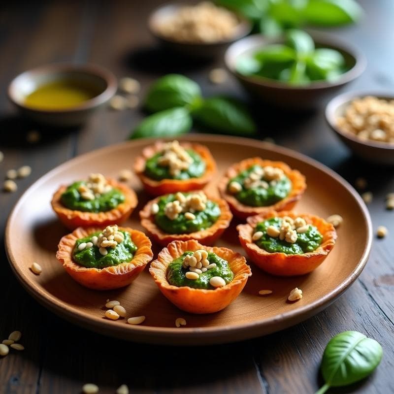 Tartaletas de Batata y Pesto de Espinacas con Topping de Nueces: Receta Vegana en Airfryer