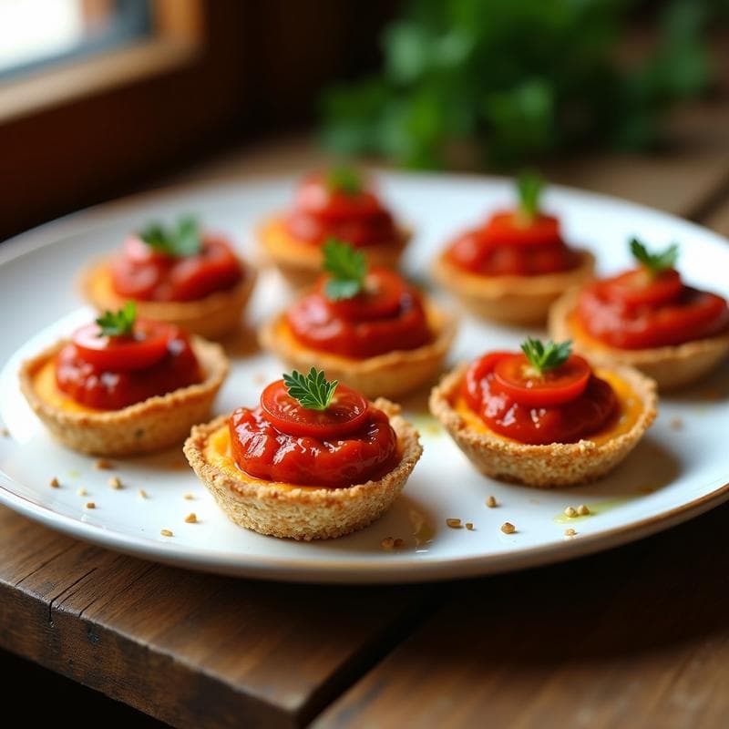 Tartaletas de Batata y Pesto Rojo de Pimientos Secos: Aperitivo Vegano sin Horno
