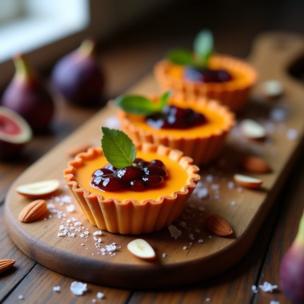 Tartaletas de Batata y Queso de Almendras con Mermelada de Higos: Postre Vegano Sin Harina