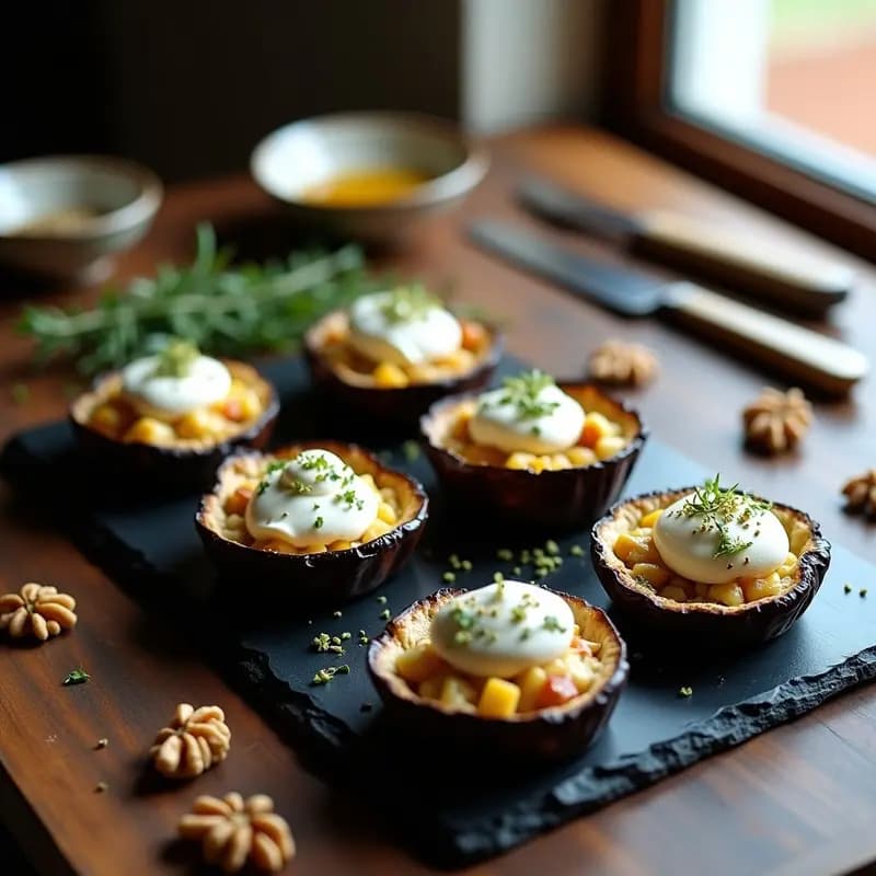 Tartaletas de Berenjena Ahumada y Queso de Cabra: Receta Gourmet en Airfryer sin Masa