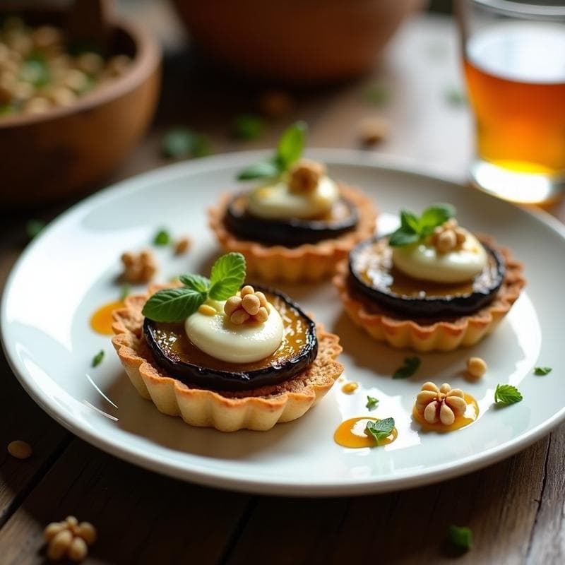 Tartaletas De Berenjena Asada Y Queso De Cabra: Entrante Francés Sin Harina