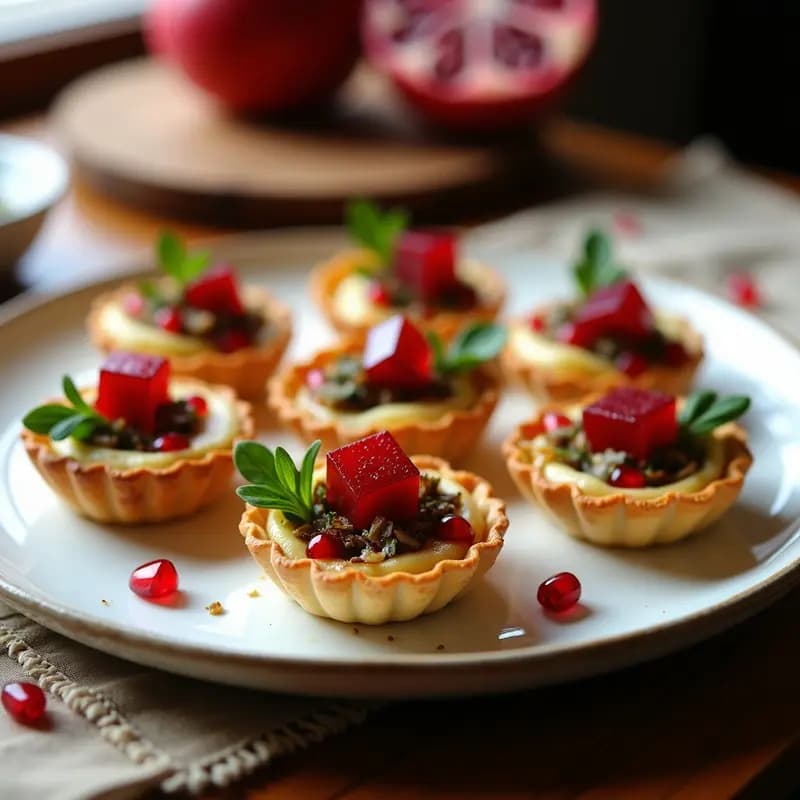 Tartaletas de Berros y Queso de Cashew con Gelée de Granada: Entrante Vegano y Elegante