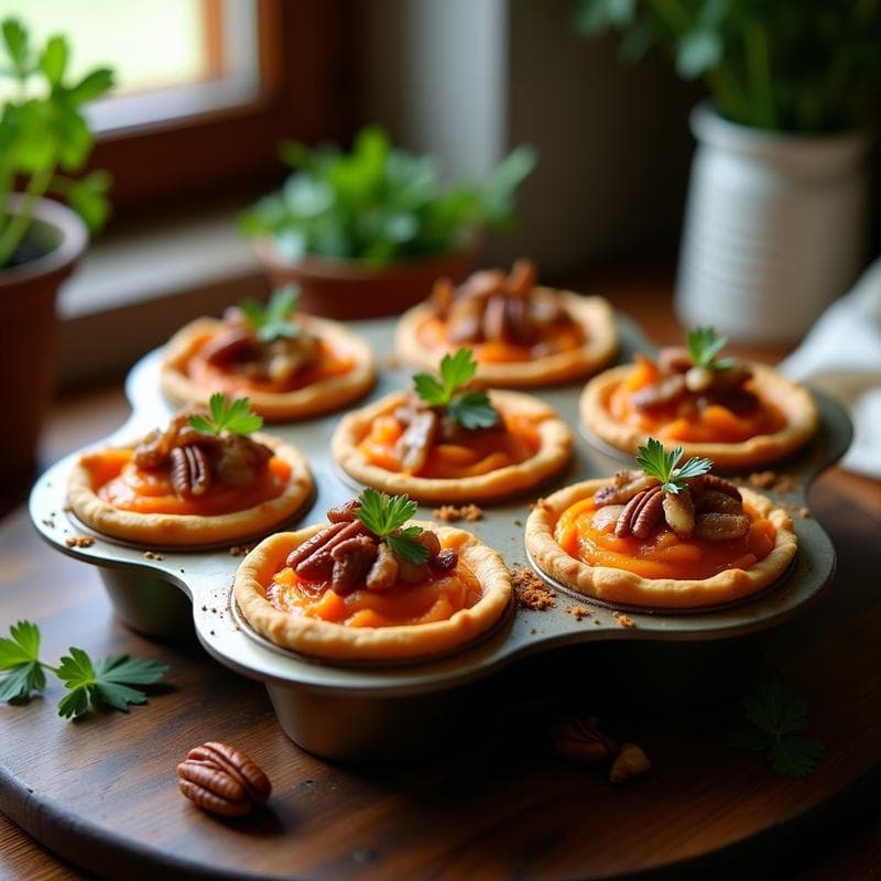 Tartaletas de Boniato y Cebolla Caramelizada con Pecanas: Receta Americana Vegana Sin Gluten