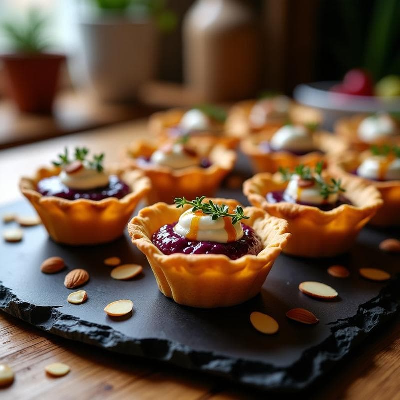 Tartaletas de Boniato Morado y Queso Feta con Reducción de Miel y Vinagre Balsámico: Aperitivo Gourmet en Airfryer