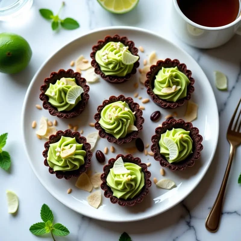 Tartaletas de Cacao con Relleno de Aguacate y Lima: Postre Crudivegano Sin Azúcar
