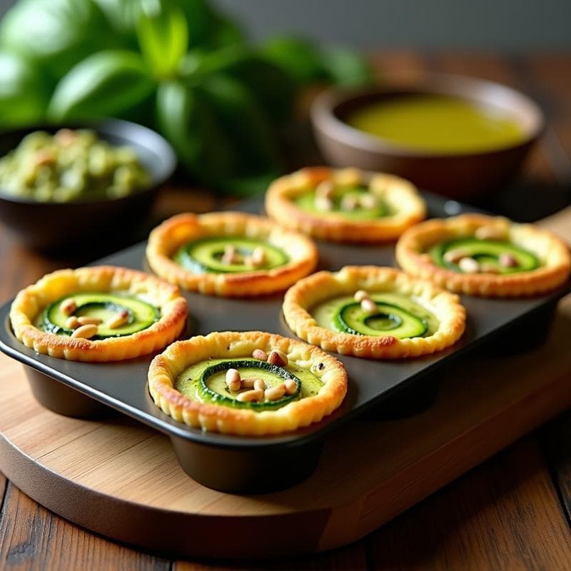 Tartaletas de Calabacín y Queso de Anacardos con Pesto de Albahaca: Receta Vegana en Airfryer