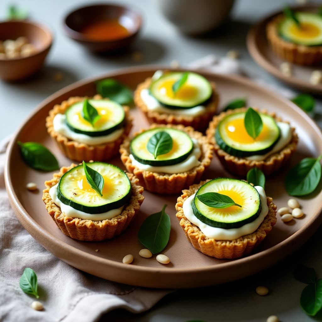 Tartaletas de Calabacín y Queso de Cabra: Receta Sin Horno con Base de Semillas de Girasol