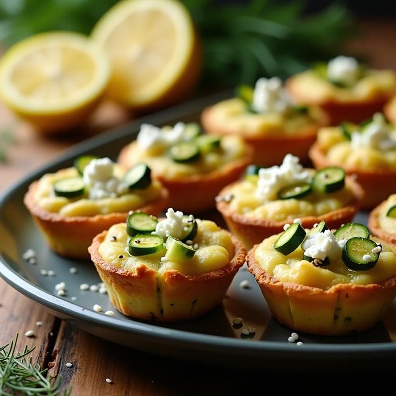 Tartaletas de Calabacín y Queso Feta: Receta Griega Sin Masa con Toque a Limón