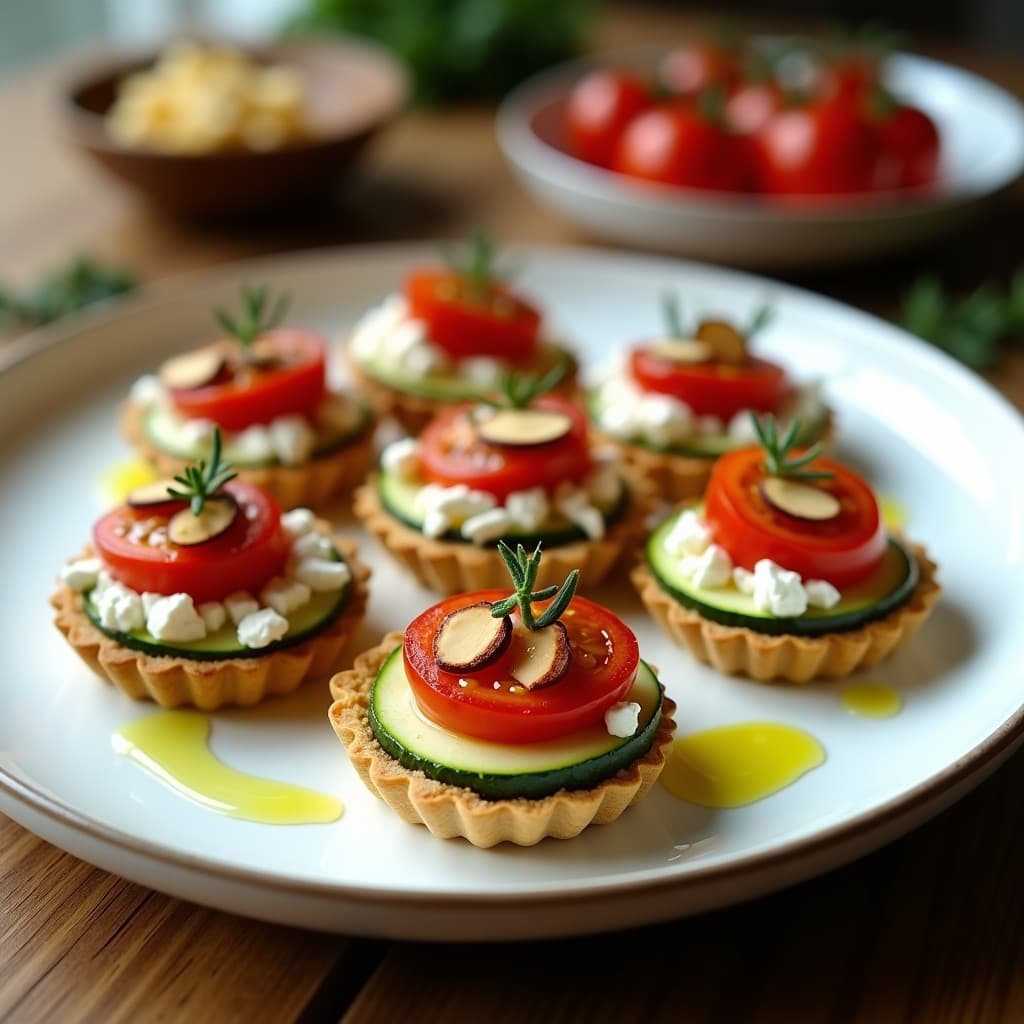 Tartaletas de Calabacín y Queso Feta con Mermelada de Tomate: Entrante Gourmet Sin Horno