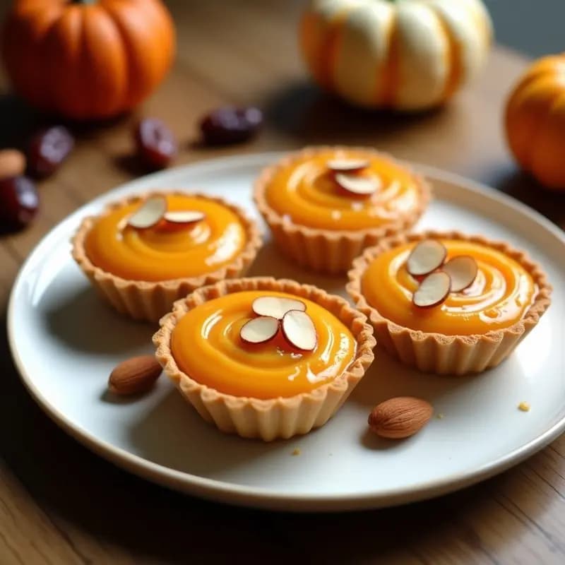 Tartaletas de Calabaza y Queso de Almendras con Caramelo de Dátiles: Postre Otoñal Sin Horno