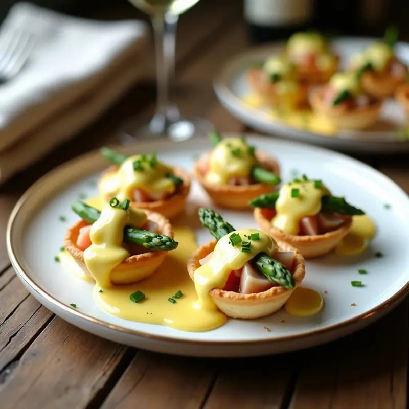 Tartaletas Francesas de Cangrejo y Espárragos con Salsa Holandaise: Entrante Elegante