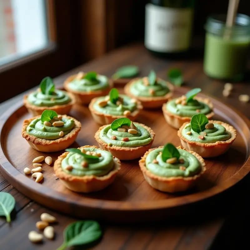 Tartaletas de Masa de Castaña y Relleno de Crema de Espinaca y Piñones: Entrante Vegano Sin Gluten