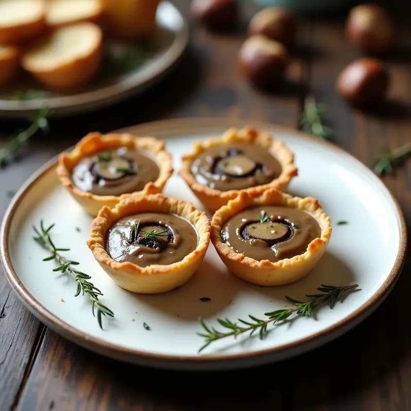 Tartaletas de Masa de Castaña con Relleno de Foie Gras de Hongos: Receta Francesa Gourmet Sin Gluten