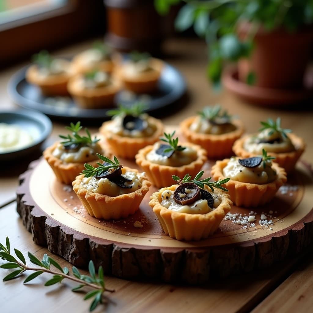 Tartaletas de Masa de Castaña con Relleno de Setas y Trufa Negra: Receta Italiana Gourmet Sin Gluten